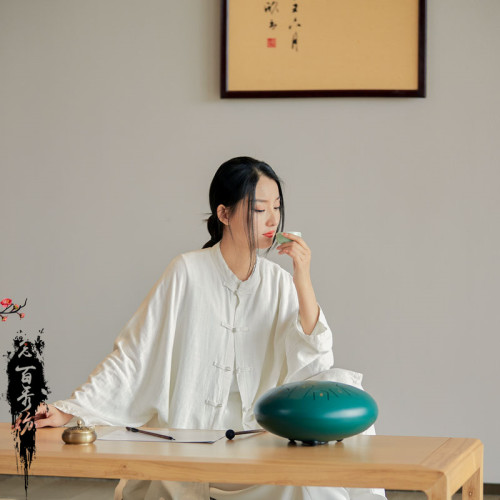 25夏棉麻女裝新款亞麻砂洗柔軟飄逸禪系自製茶服女式防曬開衫襯衣