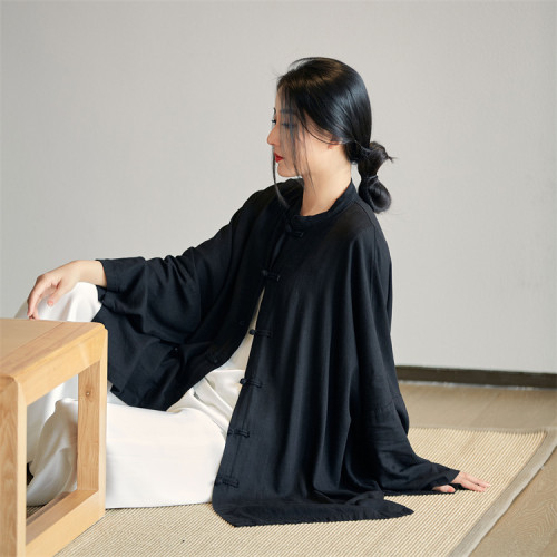 25夏棉麻女裝新款亞麻砂洗柔軟飄逸禪系自製茶服女式防曬開衫襯衣