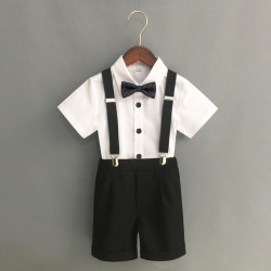 【成本價】男童背帶褲套裝夏季中小童英演出表演服主持人禮服短褲