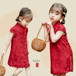 女童旗袍夏季2025新款薄款夏裝兒童漢服連衣裙花朵裙子洋氣公主裙