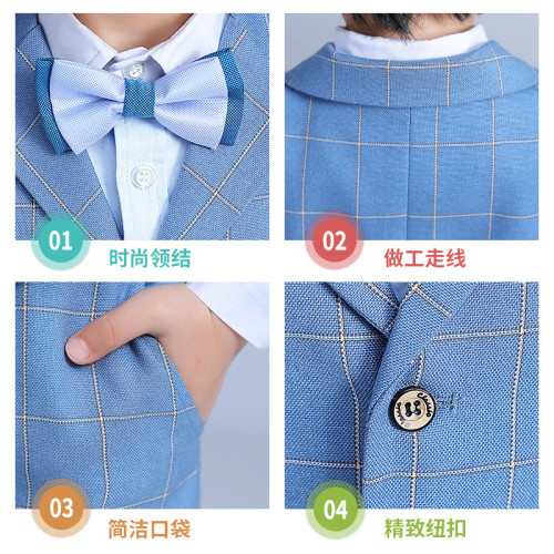 男童禮服夏季新款加肥加大短袖背帶褲套裝胖版中大童演出衣服