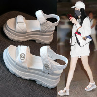 涼鞋女夏外穿ins仙女風2025年新款超火厚底百搭8cm增高水鑽高跟