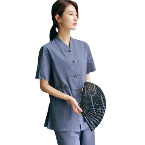 禪修服茶服男禪意打坐衣服中式工作服唐裝上衣中醫養生館推拿技師