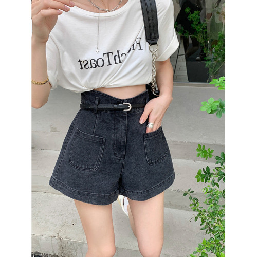 夏季韓版新款設計感工裝濶腿大碼牛仔短褲女高腰寬松百搭顯瘦熱褲
