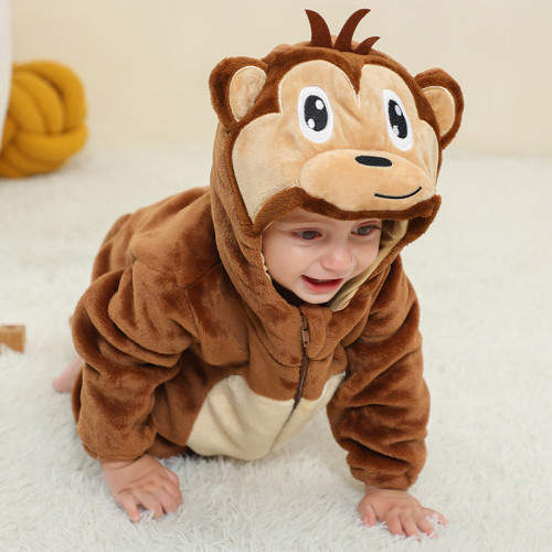 咪唭哩動物造型爬服嬰幼童A類法蘭絨爬服兒童法蘭絨連體衣