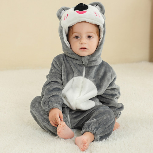 咪唭哩動物造型爬服嬰幼童A類法蘭絨爬服兒童法蘭絨連體衣