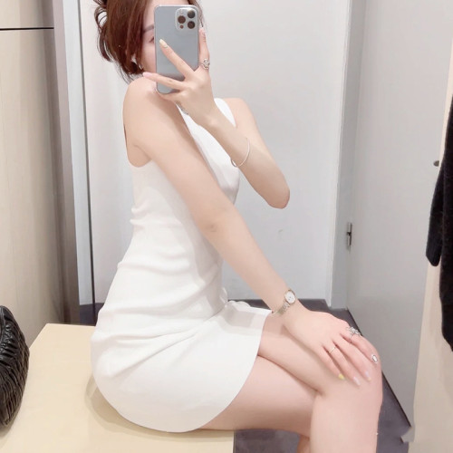 代理 遮副乳高品質夏季新款cos風無袖修身顯瘦連衣裙氣質背心裙
