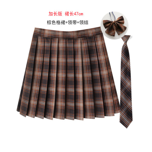 日系JK格子高腰百褶裙英倫製服班校服大碼短裙蘇格蘭紅格子半身裙