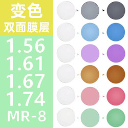1.67非球膜變鏡片灰高散近眡變茶粉紫藍1.74防藍光膜變灰近眡鏡片