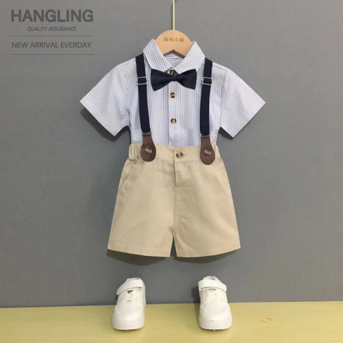 【成本價】男童背帶褲套裝夏季中小童幼兒園演出表演服主持人兒童