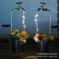 新款太陽能花灑水壺水龍頭水滴花盆燈草坪燈庭院戶外花園燈