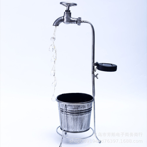 新款太陽能花灑水壺水龍頭水滴花盆燈草坪燈庭院戶外花園燈