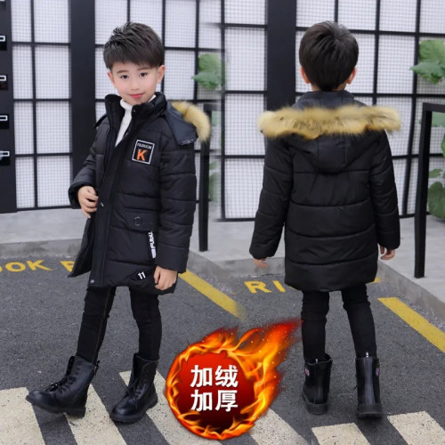 2024男童冬款新款棉衣加厚中長款男孩棉襖加絨韓版中大童棉服