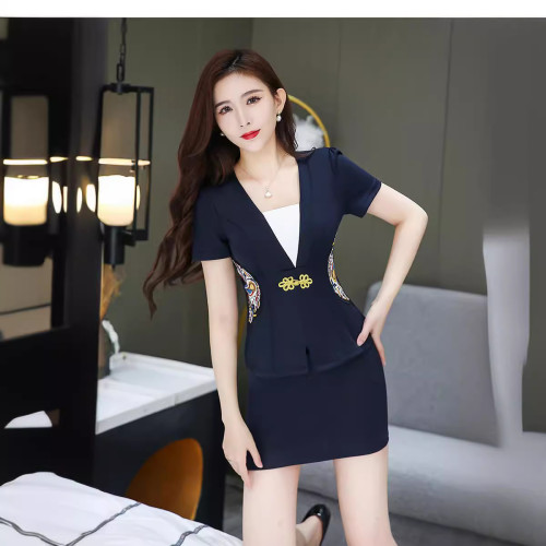 新款足療足浴技師工作服美容師工作服潮流顯瘦高級spa服裝3016-1