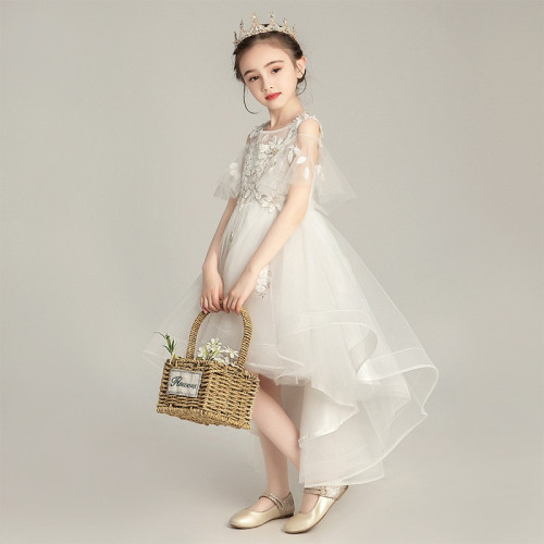 新款女童公主裙花童白紗婚紗裙兒童主持人晚禮服小女孩鋼琴演出服