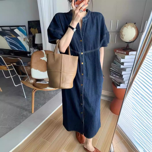 法式復古休閒牛仔連衣裙女夏季2025新款梨型身材顯瘦氣質洋氣裙子