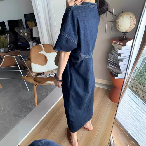 法式復古休閒牛仔連衣裙女夏季2025新款梨型身材顯瘦氣質洋氣裙子