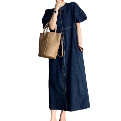 法式復古休閒牛仔連衣裙女夏季2025新款梨型身材顯瘦氣質洋氣裙子