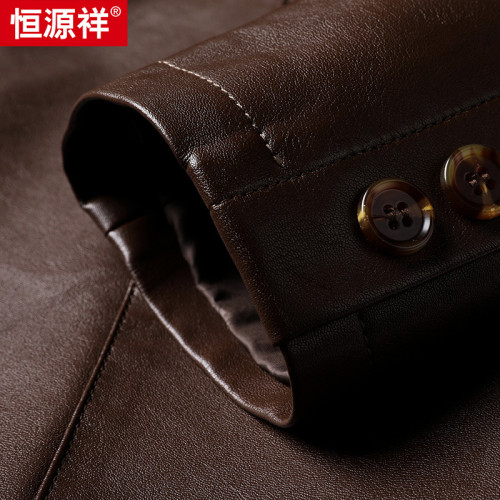 2022年春秋季新款皮衣男韓版潮流西服領中年西裝皮夾克外套薄款40