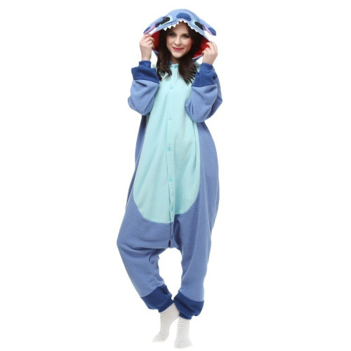 出口藍粉史迪奇卡通連體睡衣動物情侶演出服萬聖節onesie