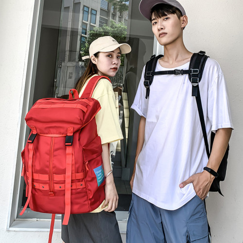 街頭潮流時尚雙肩包男女大學生滑雪包簡約實用休閒包大容量登山包