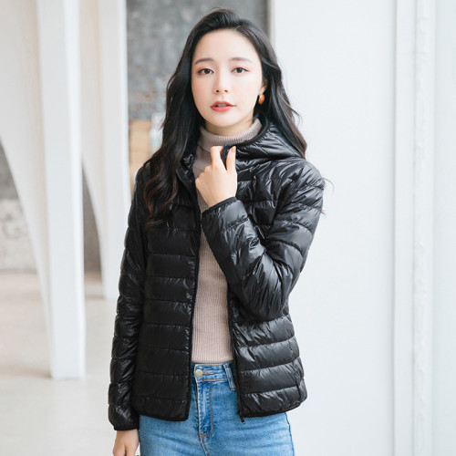 【歐美大碼】2024新款輕薄羽絨服女白鴨絨連帽羽絨服女士短款外套