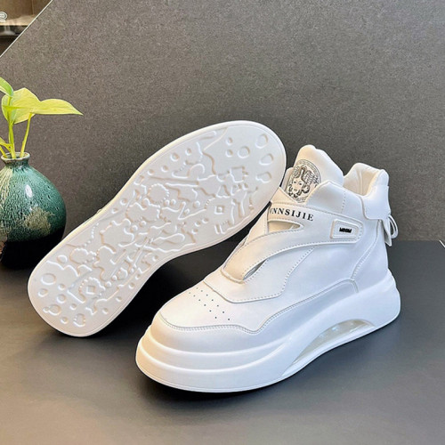 2023夏季新款氣墊鞋子男秋季潮流百搭高幫休閒鞋內增高舒適板鞋男