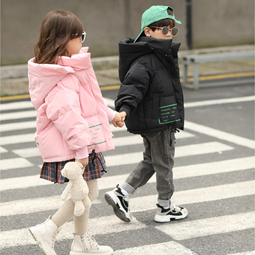 秋冬新款嬰幼童加絨加厚羽絨棉連體哈衣男女童連帽爬爬服