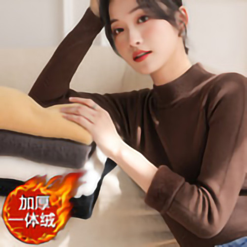 一體絨秋冬季加絨加厚2025年軟糯時尚洋氣打底針織衫半高領毛衣女