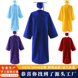 藍色梭織成人學士服學位服套裝大學本科碩士畢業典禮服飾