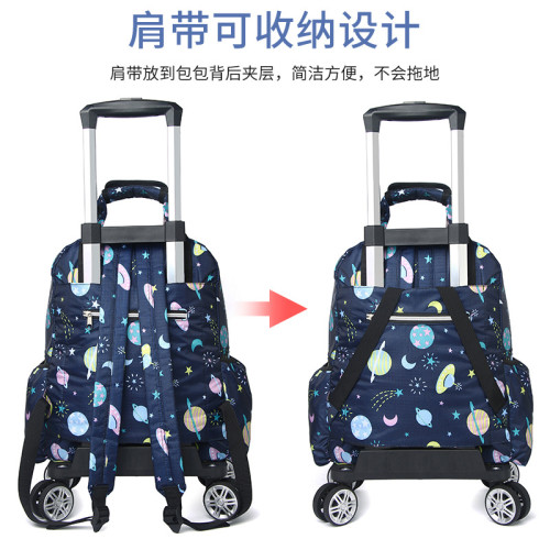 萬向輪拉桿後背包折曡輕便拉桿袋長短途旅行袋防水拉桿包登機箱