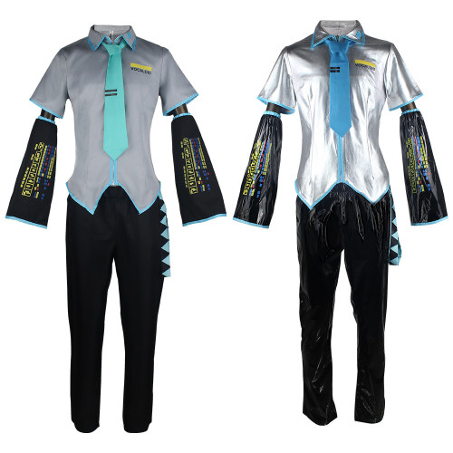 動漫公式服cos服世界計劃男女款公式服漆皮白銀表演服套裝