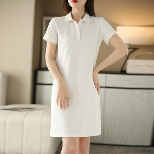 夏季polo連衣裙運動顯瘦中長款T恤裙印工作服女工裝職員製服