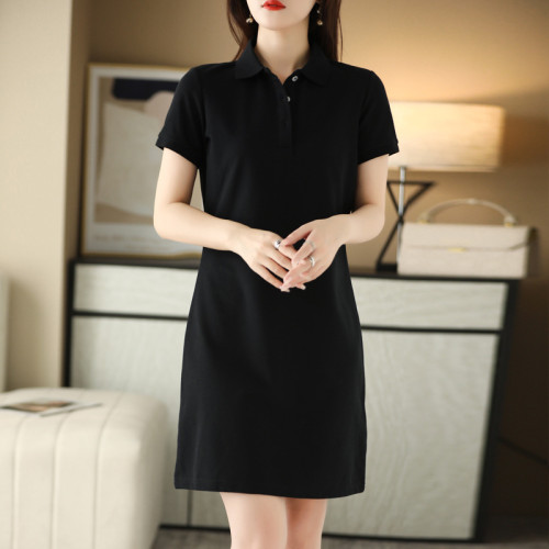 夏季polo連衣裙運動顯瘦中長款T恤裙印工作服女工裝職員製服