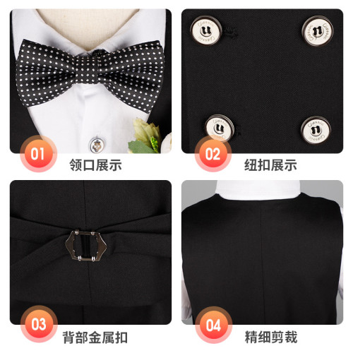 兒童西裝套裝男童春夏短袖馬甲花童服周嵗生日小童西服鋼琴演出服