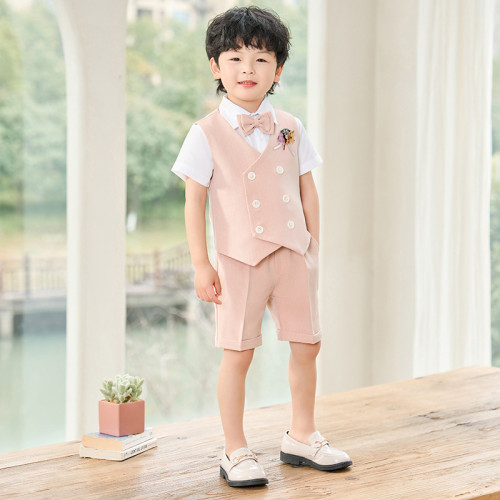 兒童西裝夏款韓版馬甲套裝男童六一主持演出服寶寶周嵗花童婚禮服