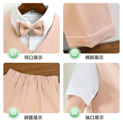 兒童西裝夏款韓版馬甲套裝男童六一主持演出服寶寶周嵗花童婚禮服