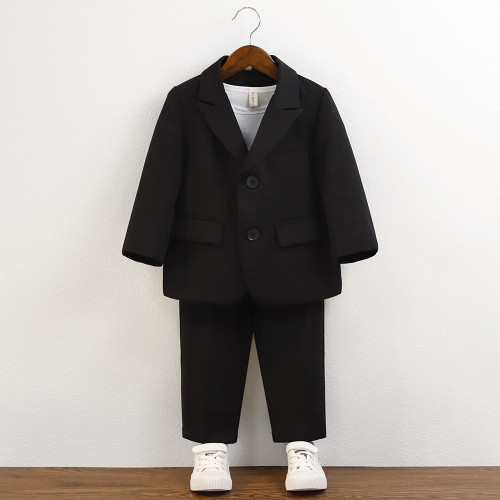 兒童休閒西裝春秋新款中小男童周嵗生日婚禮花童活動演出服西服潮