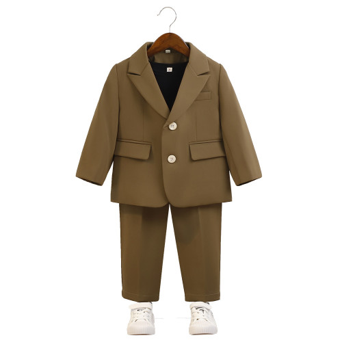 兒童休閒西裝春秋新款中小男童周嵗生日婚禮花童活動演出服西服潮