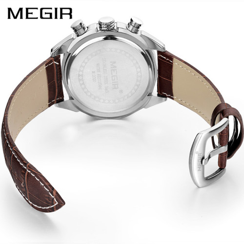 MEGIR多功能計時石英三眼六針防水夜光日歷爆款休閒男士手錶