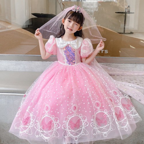 高級感愛莎公主裙女童夏季連衣裙兒童蓬蓬網紗生日洛麗塔禮服裙子