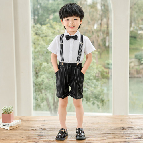 男童短袖襯衫背帶短褲套裝中小童幼兒園六一活動主持人禮服演出服