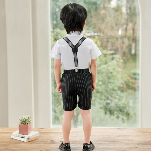 男童短袖襯衫背帶短褲套裝中小童幼兒園六一活動主持人禮服演出服