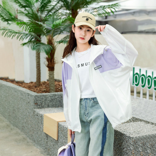 女童防曬衣兒童休閒服夏季外套中大童透氣長款連帽上衣薄款童裝潮