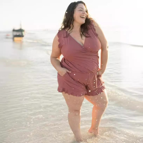 2024年夏季新款百搭沖浪條紋緊身型吊帶無袖氣質通勤連體褲女裝女