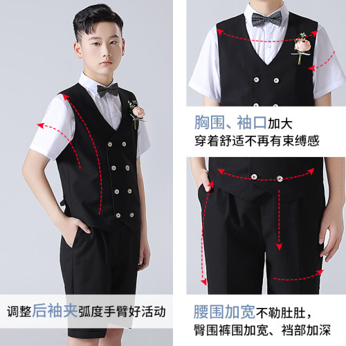 男童加肥加大碼西裝兒童胖版春夏馬甲套胖童演講主持鋼琴演出禮服