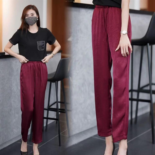 垂感冰絲女褲2025夏季新款褲子寬松百搭哈倫褲薄款小個子九分褲女