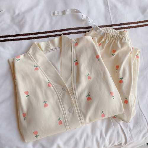 帶胸墊月子服春秋款5月份6棉質産後哺乳期外穿夏季孕婦喂奶家居服