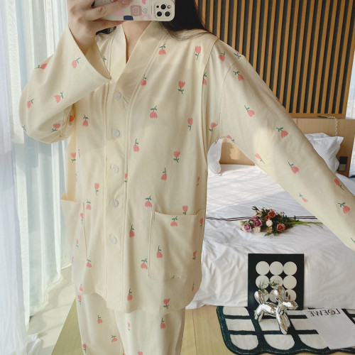 帶胸墊月子服春秋款5月份6棉質産後哺乳期外穿夏季孕婦喂奶家居服