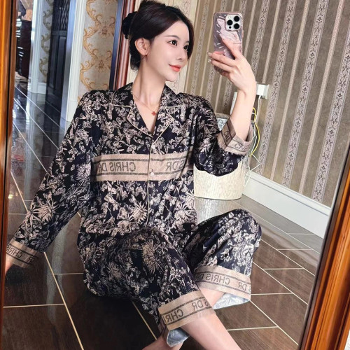 2024新款睡衣女性感黑金蝴蝶春秋長袖長褲薄款可外穿家居服